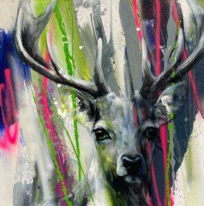 Ilona Griss-Schwärzler Deer Vivid Mischtechnik/Leinwand 100 x 100 cm Unikat