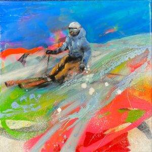 Ilona Griss-Schwärzler Movement Ski Mischtechnik/Leinwand 40 x 40 cm Unikat