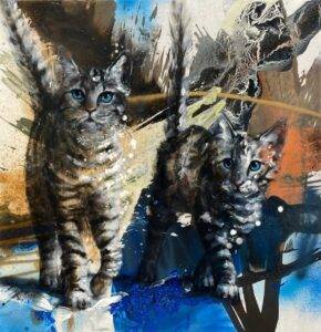Ilona Griss-Schwärzler Cats Mischtechnik/Leinwand 120 x 120 cm Unikat