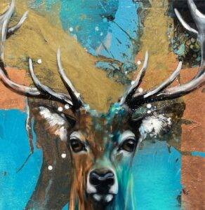 Ilona Griss-Schwärzler Deer Gold Mischtechnik/Leinwand 100 x 100 cm Unikat