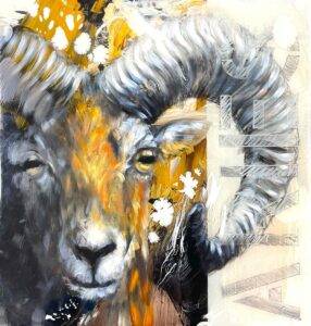 Ilona Griss-Schwärzler Aries Holz Mischtechnik/Leinwand 40 x 40 cm Unikat