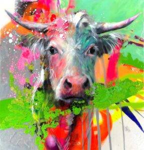 Ilona Griss-Schwärzler Cow Vivid Mischtechnik/Leinwand 60 x 60 cm Unikat
